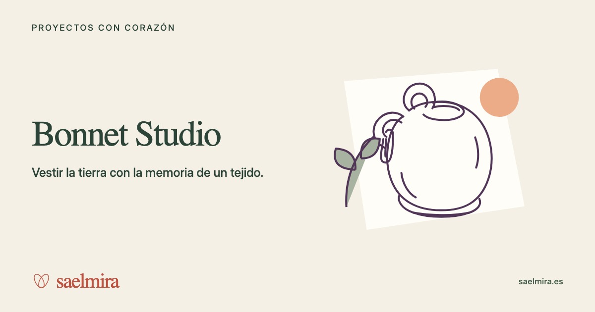 Ilustración de Bonnet Studio con su nombre y la firma de Saelmira.