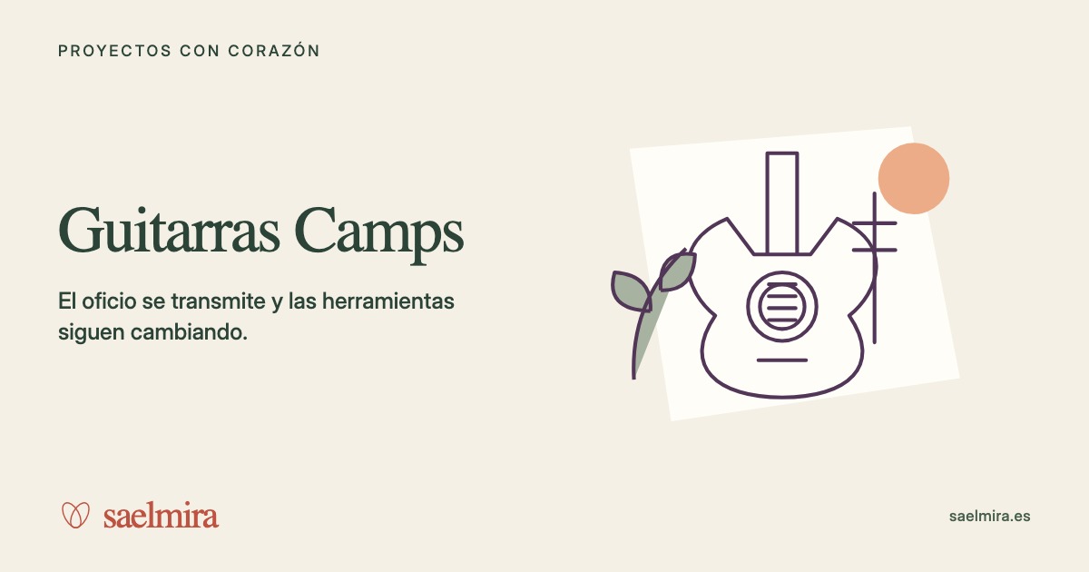 Ilustración de Guitarras Camps con su nombre y la firma de Saelmira.