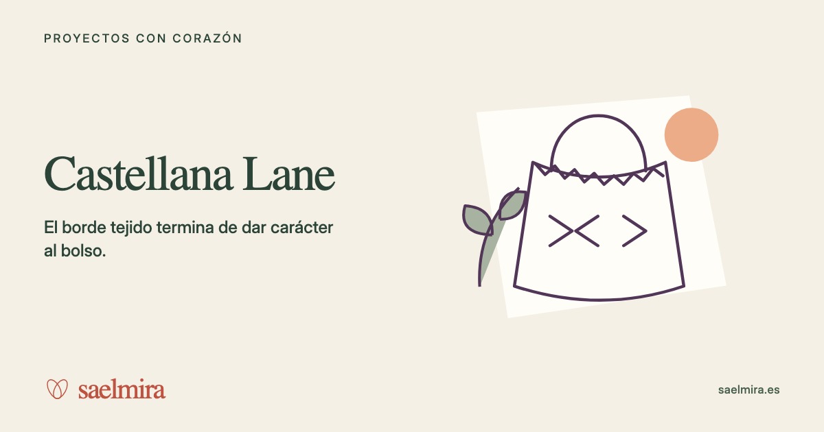 Ilustración de Castellana Lane con su nombre y la firma de Saelmira.