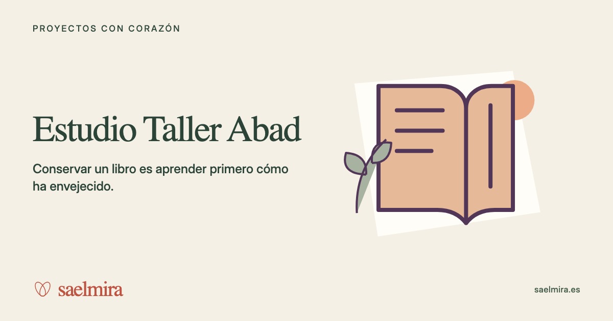 Ilustración de Estudio Taller Abad con su nombre y la firma de Saelmira.