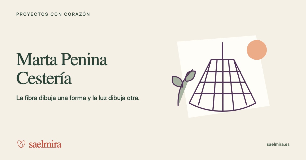 Ilustración de Marta Penina Cestería con su nombre y la firma de Saelmira.