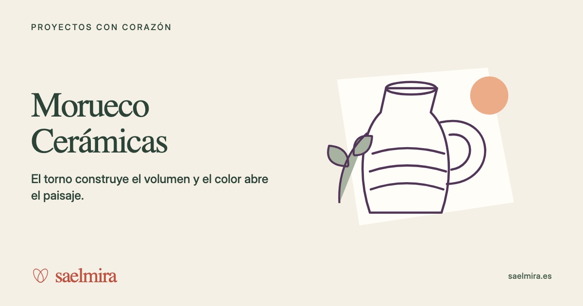 Ilustración de Morueco Cerámicas con su nombre y la firma de Saelmira.
