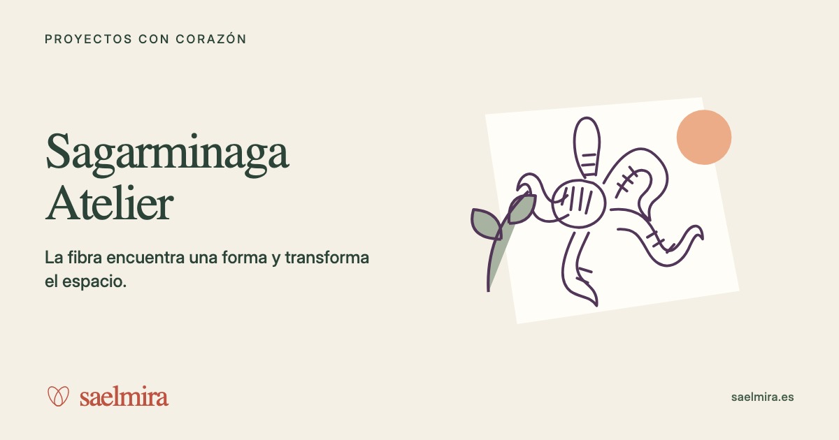 Ilustración de Sagarminaga Atelier con su nombre y la firma de Saelmira.