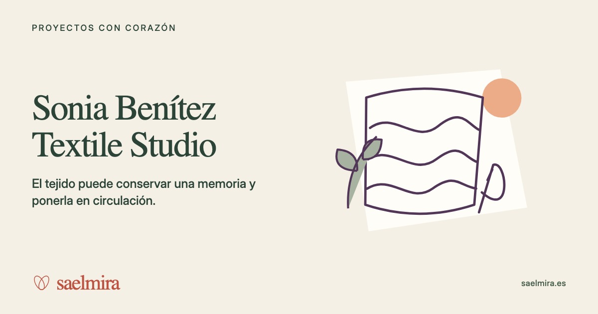 Ilustración de Sonia Benítez Textile Studio con su nombre y la firma de Saelmira.