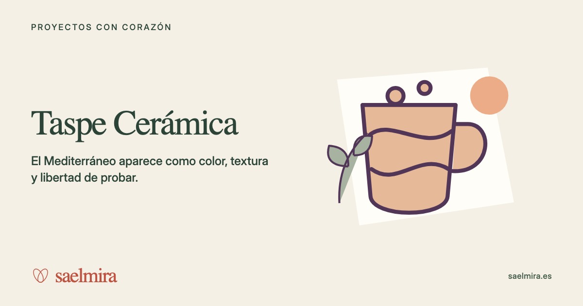 Ilustración de Taspe Cerámica con su nombre y la firma de Saelmira.