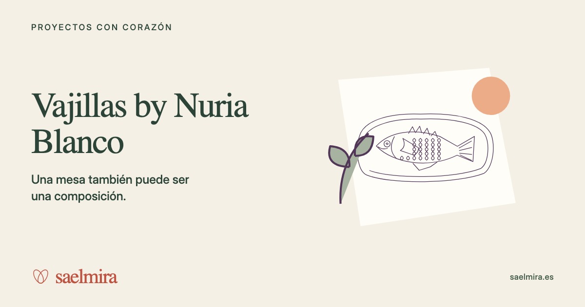 Ilustración de Vajillas by Nuria Blanco con su nombre y la firma de Saelmira.
